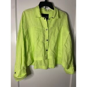 Bitte Kai Rand Linen Jacket Chartreuse Green Button‎ Down Top Medium